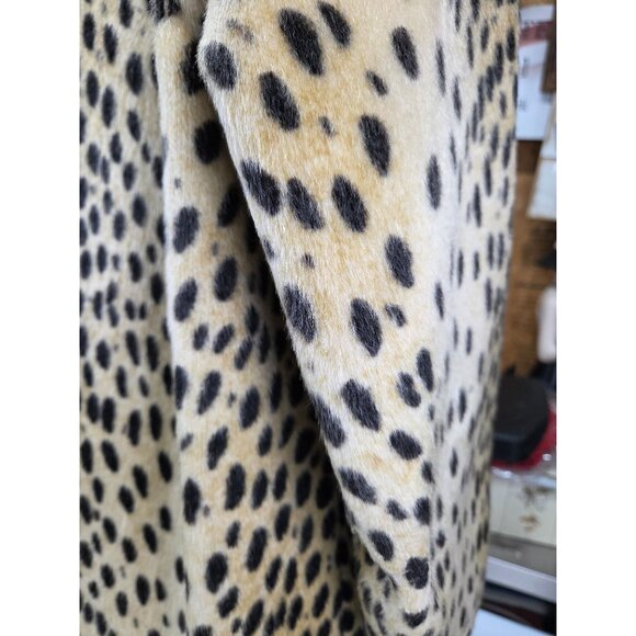Vintage Russel Taylor Coat Leopard Print Mid Length Button Front Faux Fur Animal - Picture 4 of 16